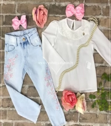 Imagem de capa de Mif Petit Conj 111280270 Calca Jeans Flores 02